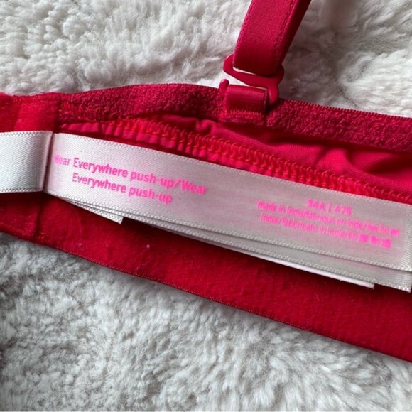 Victoria's Secret PINK | Red Script Wear Everywhere Push Up Bra | Size 34A - Picture 12 of 13